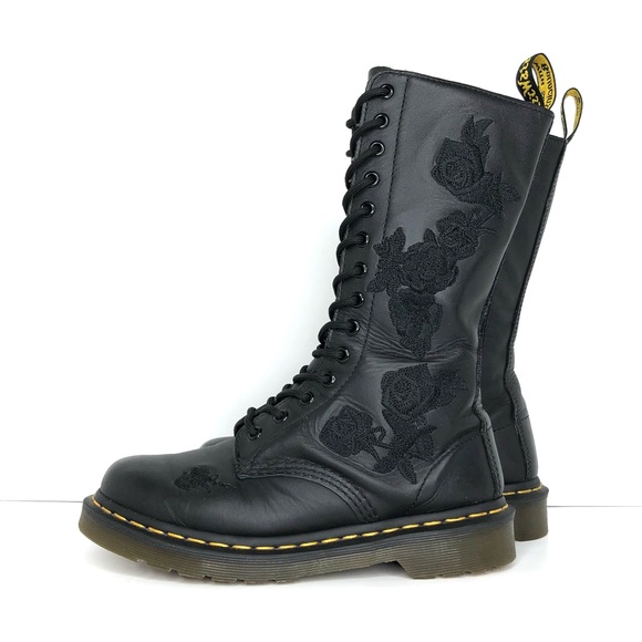 Dr Martens 1914 Vonda Mono Leather 14 Eye Lace Up Boots Women’s 7 Shoes - Picture 3 of 10